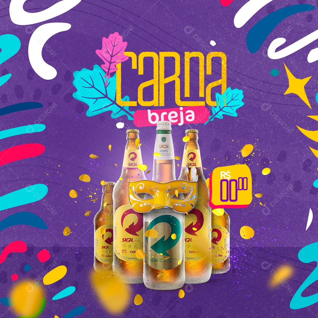 Carna Breja Cerveja Skol Social Media PSD Editável