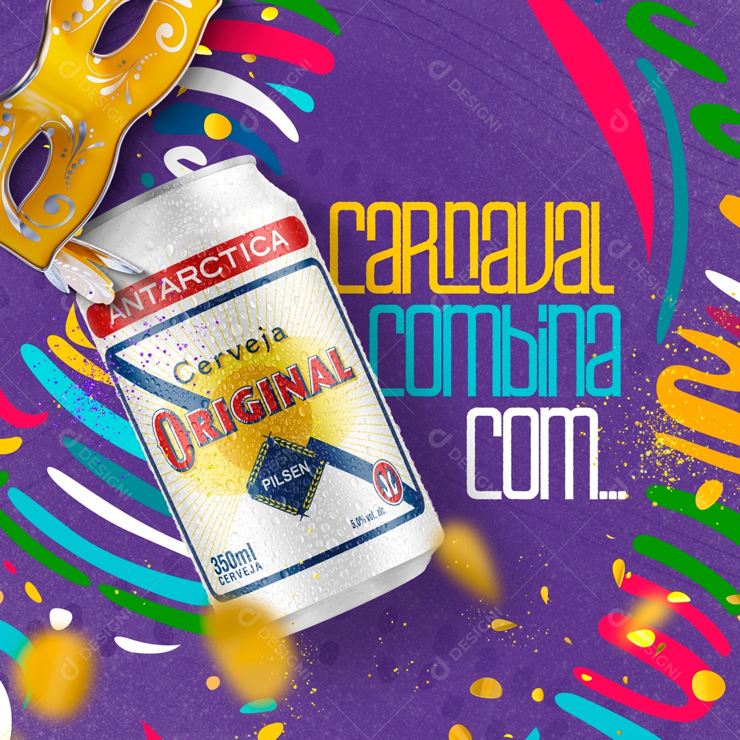 Carnaval Combina com Cerveja Original Social Media PSD Editável