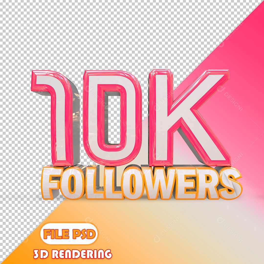 Elemento 3D Número de Seguidores 10K PSD Para Composição