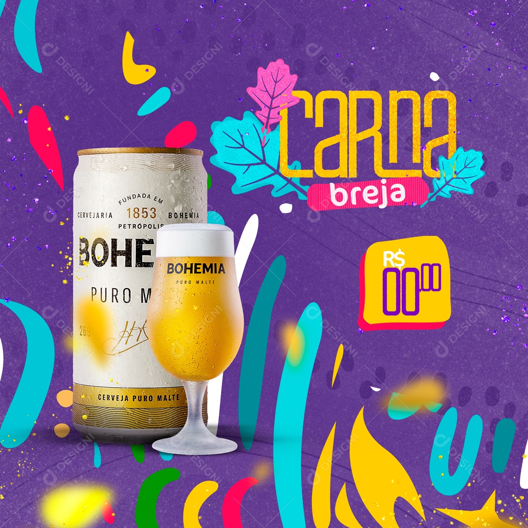 Carna Breja Cerveja Bohemia Puro Malte Social Media PSD Editável