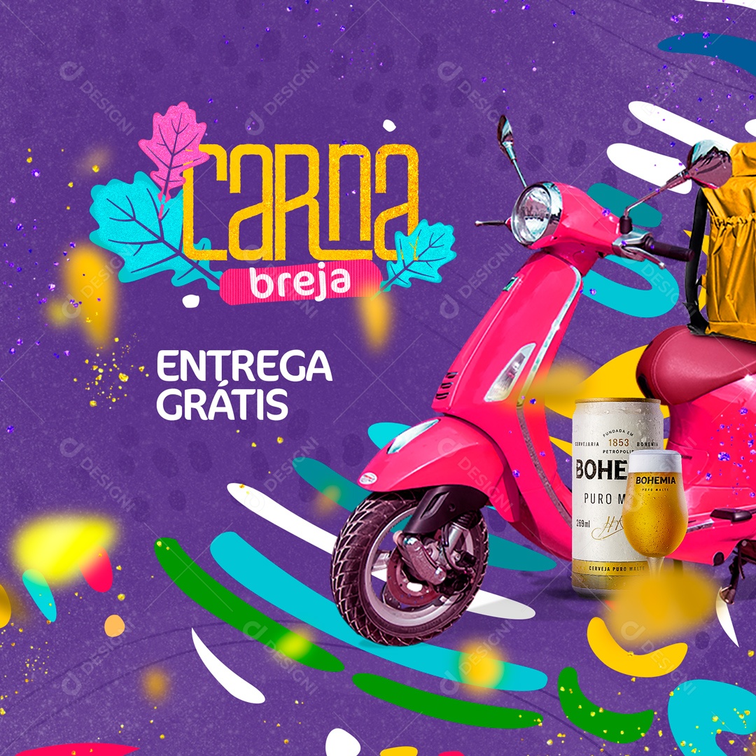 Carna Breja Entrega Grátis Delivery Social Media PSD Editável