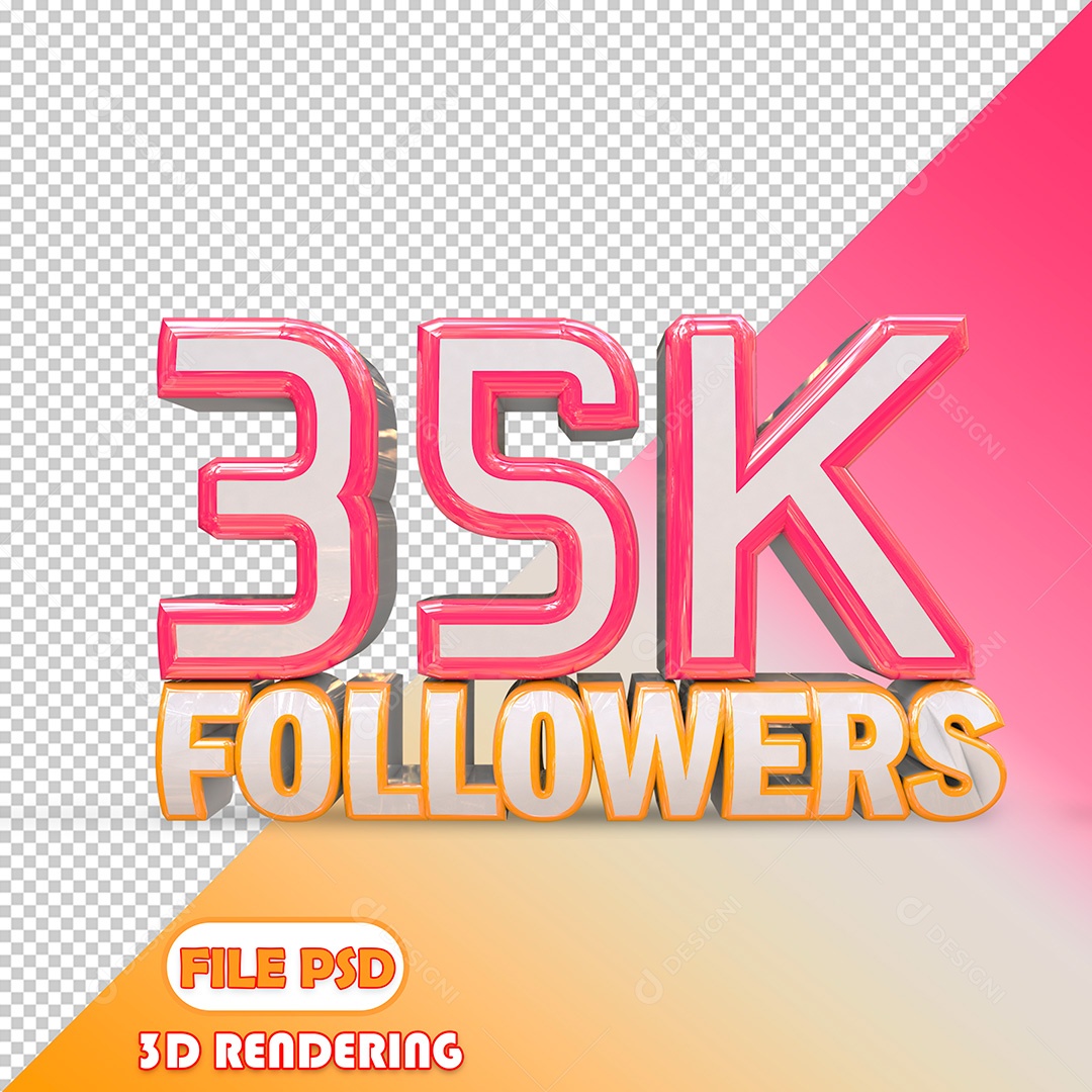 Elemento 3D Número de Seguidores 35K PSD Para Composição