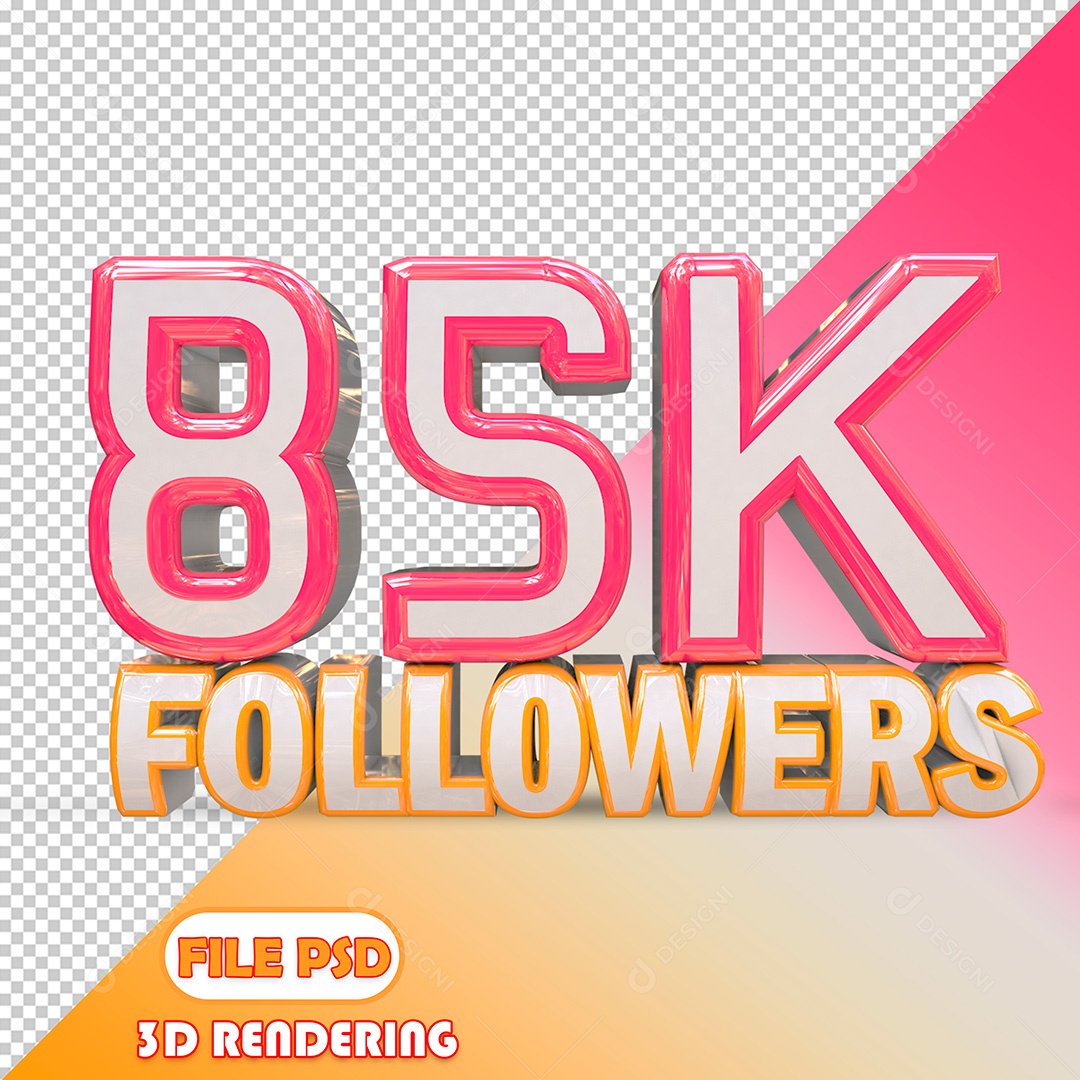 Elemento 3D Número de Seguidores 85K PSD Para Composição