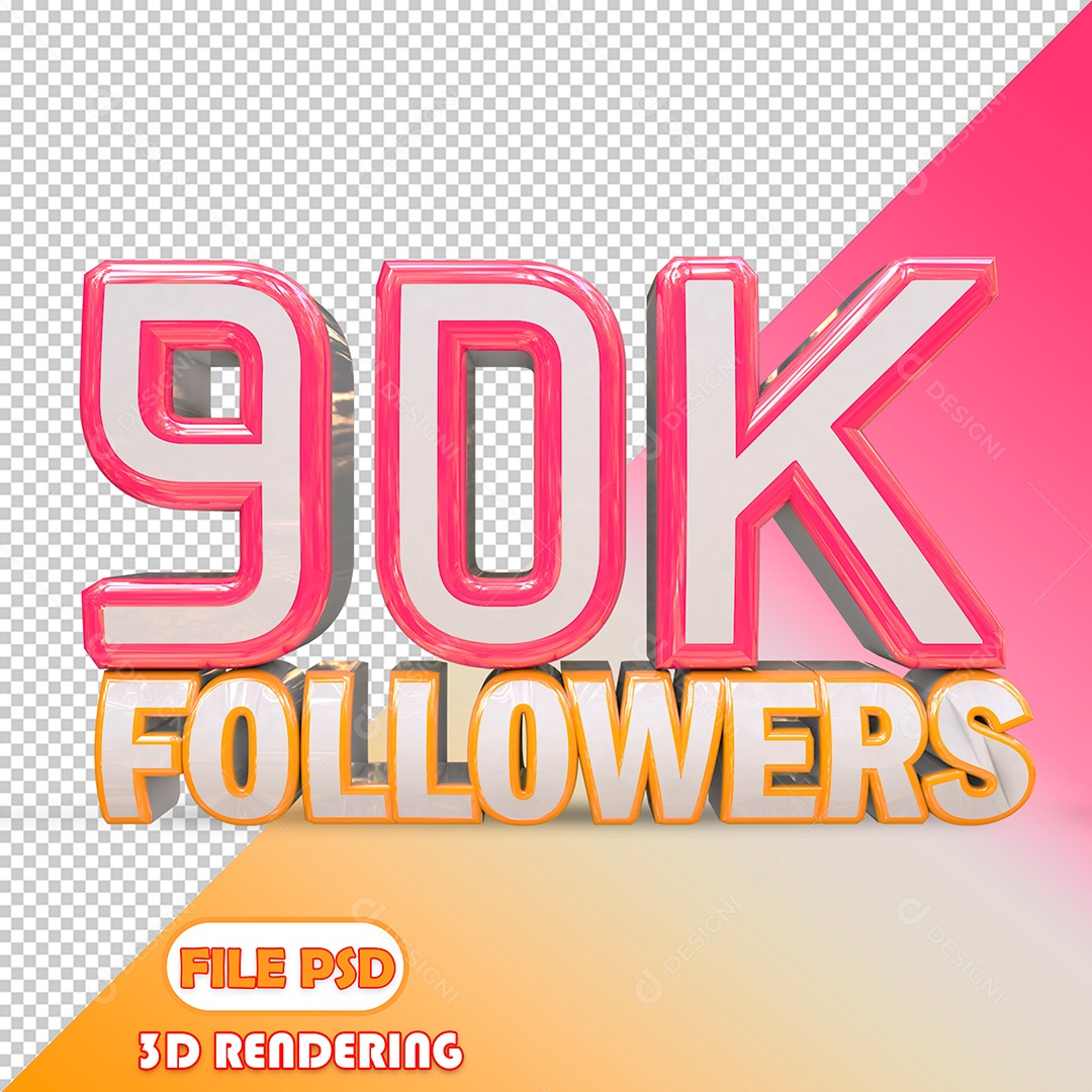 Elemento 3D Número de Seguidores 90K PSD Para Composição