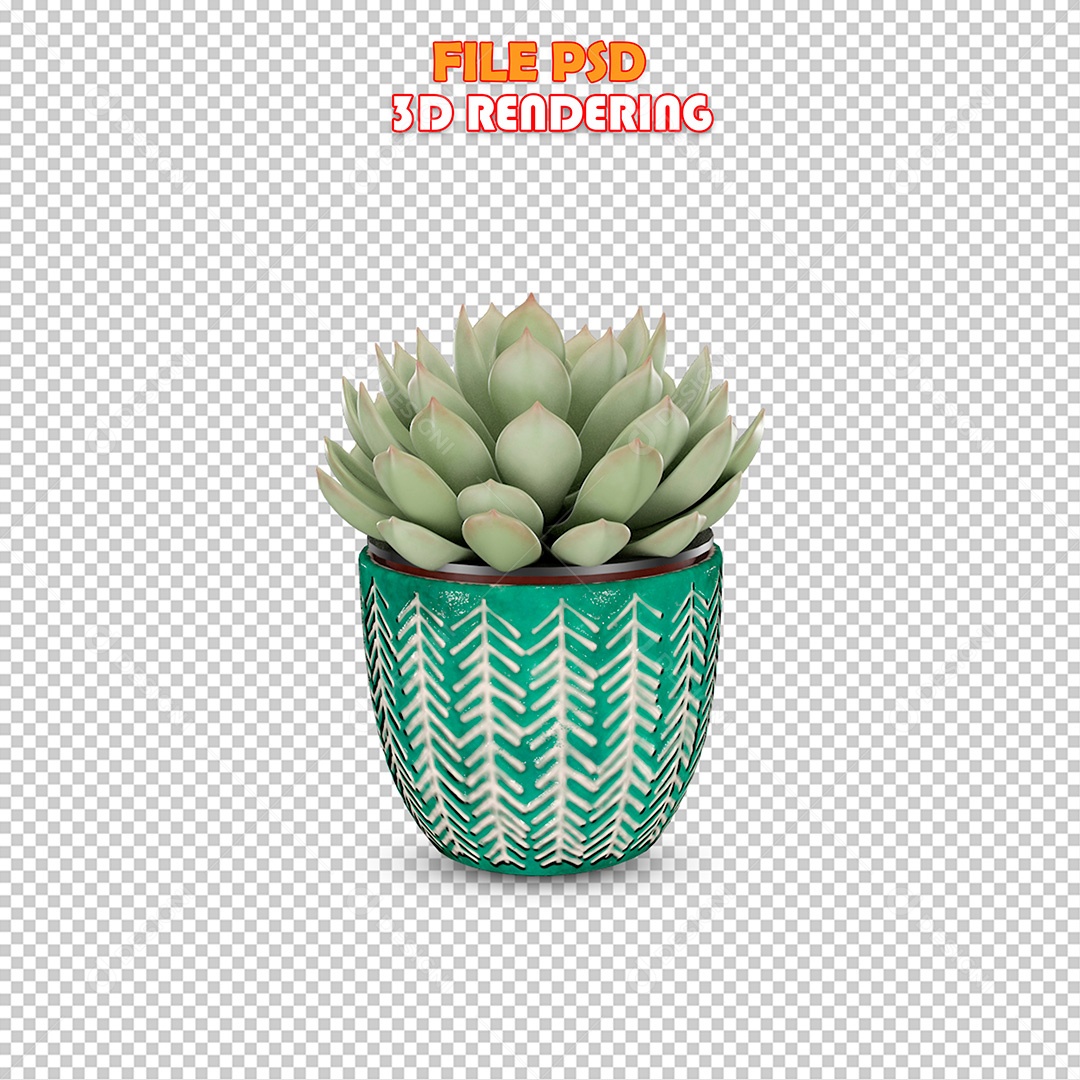 Elemento 3D Planta Suculenta PSD Para Composição
