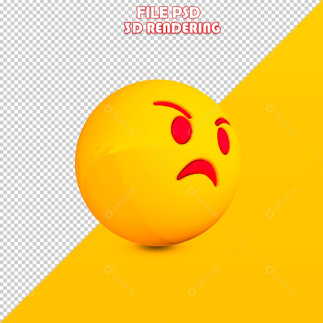 Elemento 3D Emoji de Raiva PSD Para Composição