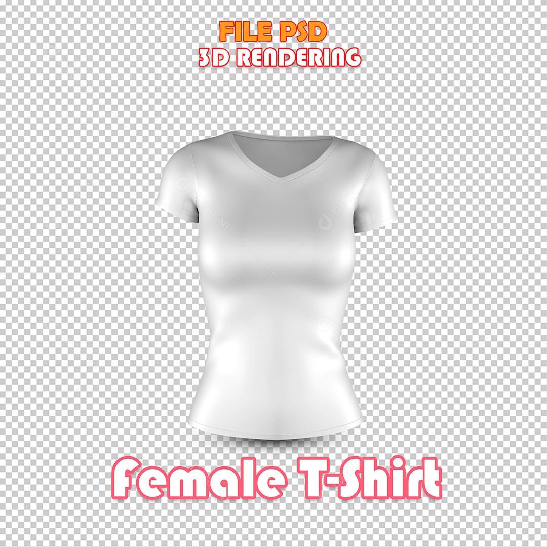 Elemento 3D T-Shirt Feminina PSD Para Composição