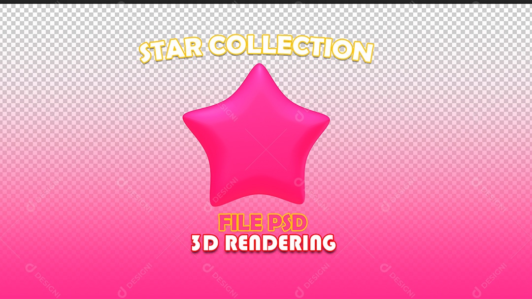 Elemento 3D Estrela Rosa PSD Para Composição