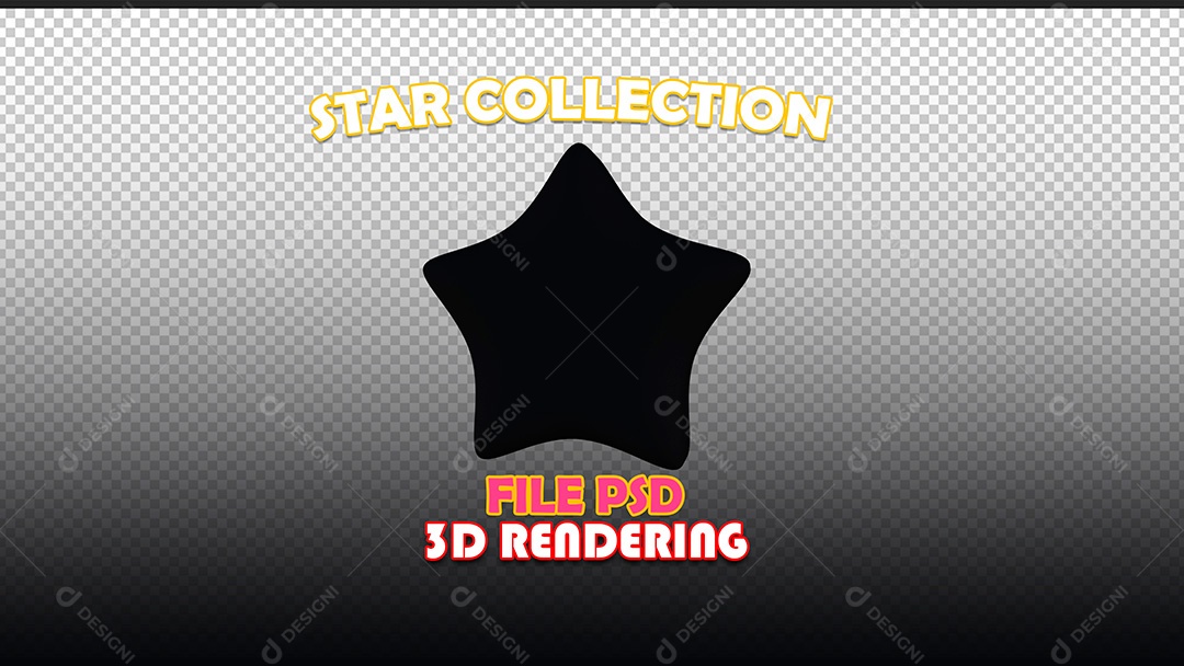 Elemento 3D Estrela Negra PSD Para Composição