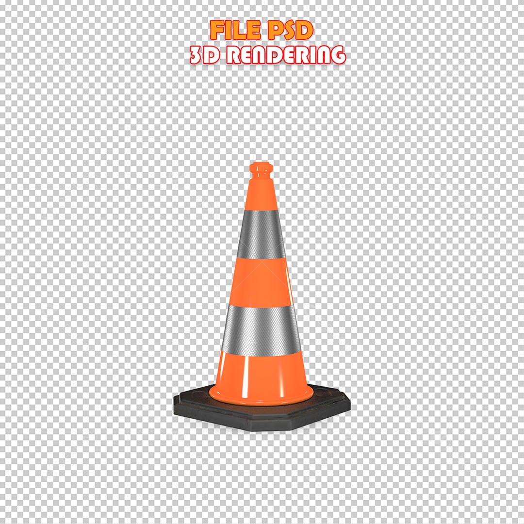 Elemento 3D Cone de Trânsito PSD Para Composição