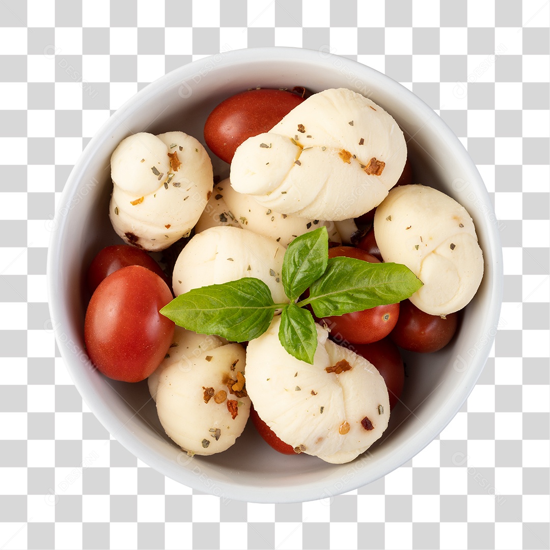 Salada caprese tigela branca