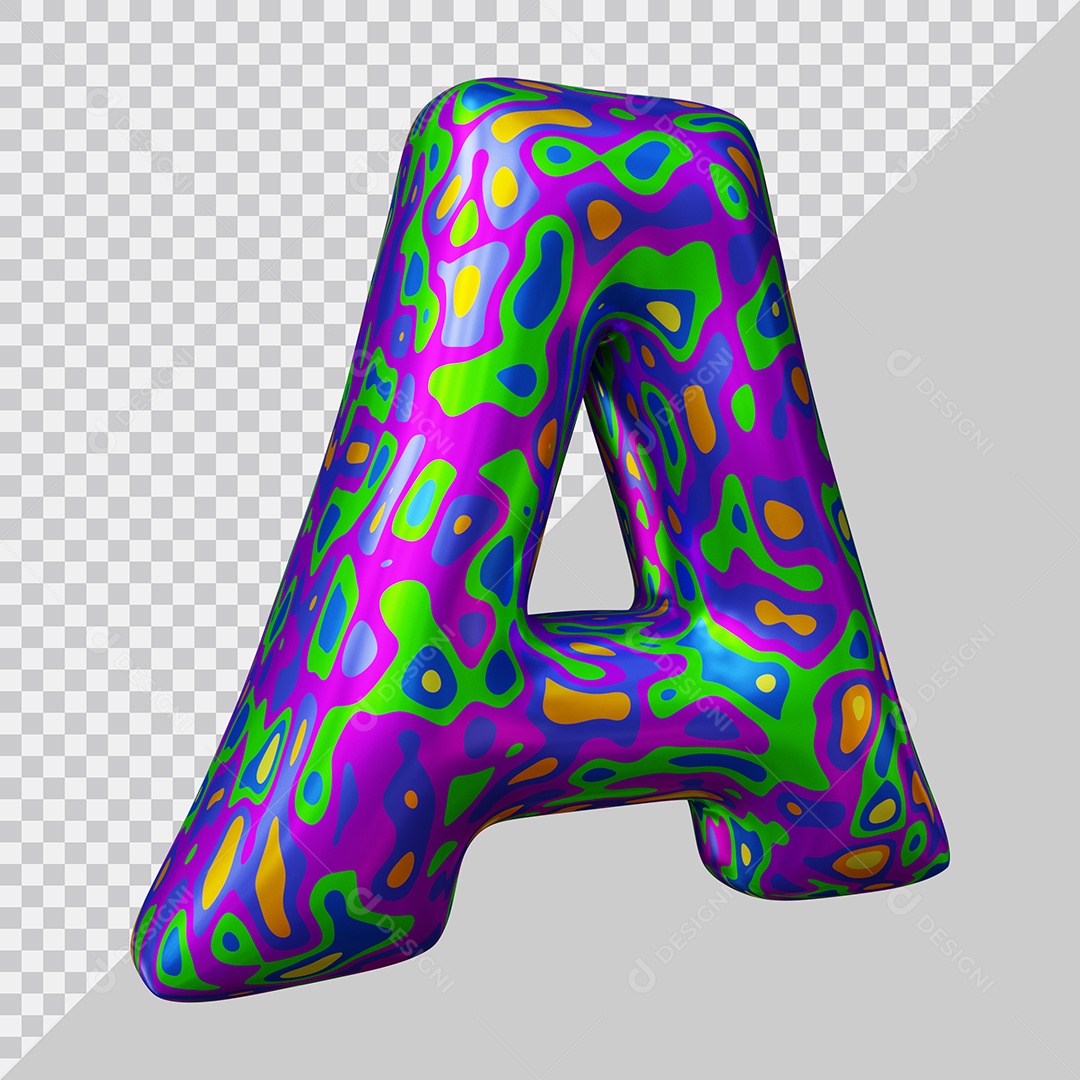 Elemento 3D Para Composição Letra A Colorida PSD