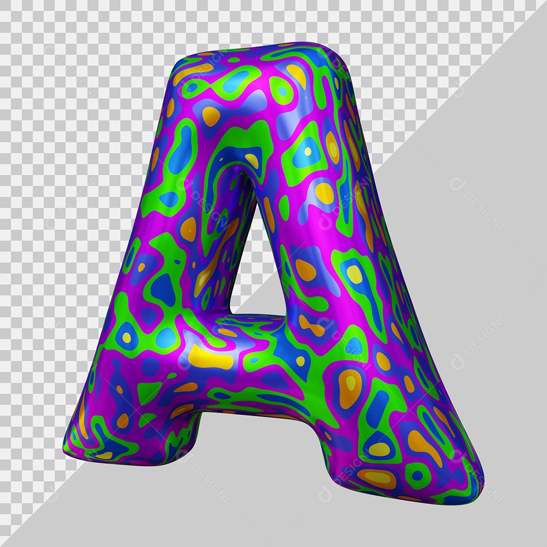 Elemento 3D Para Composição Letra A Colorida PSD