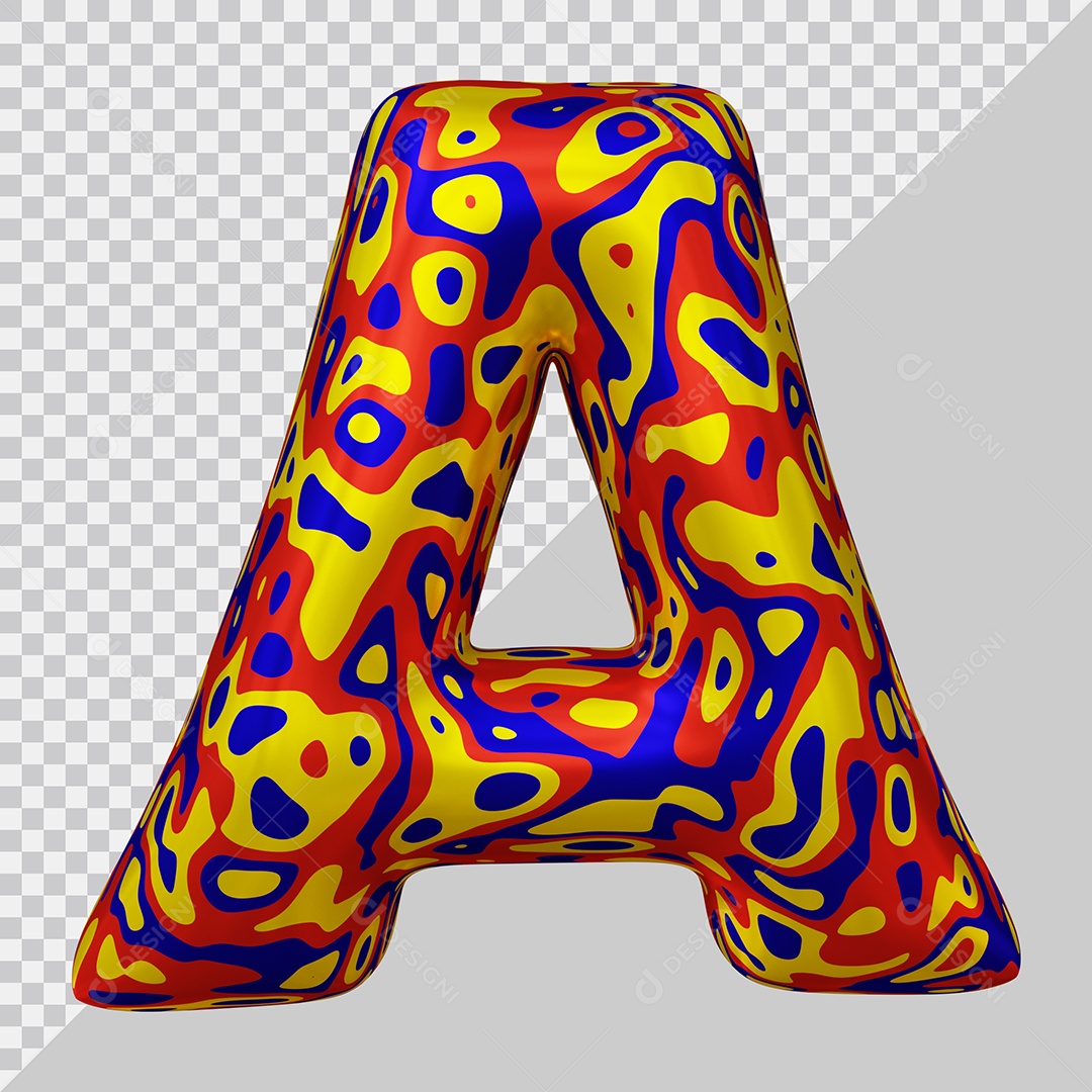 Elemento 3D Para Composição Letra A Colorida PSD