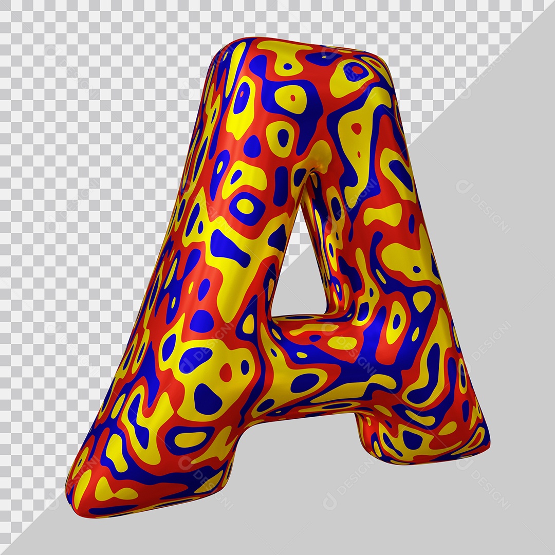 Elemento 3D Para Composição Letra A Colorida PSD