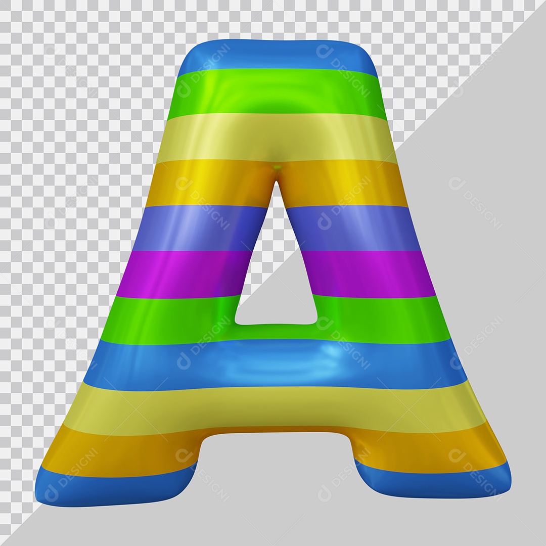 Elemento 3D Para Composição Letra A Colorida PSD