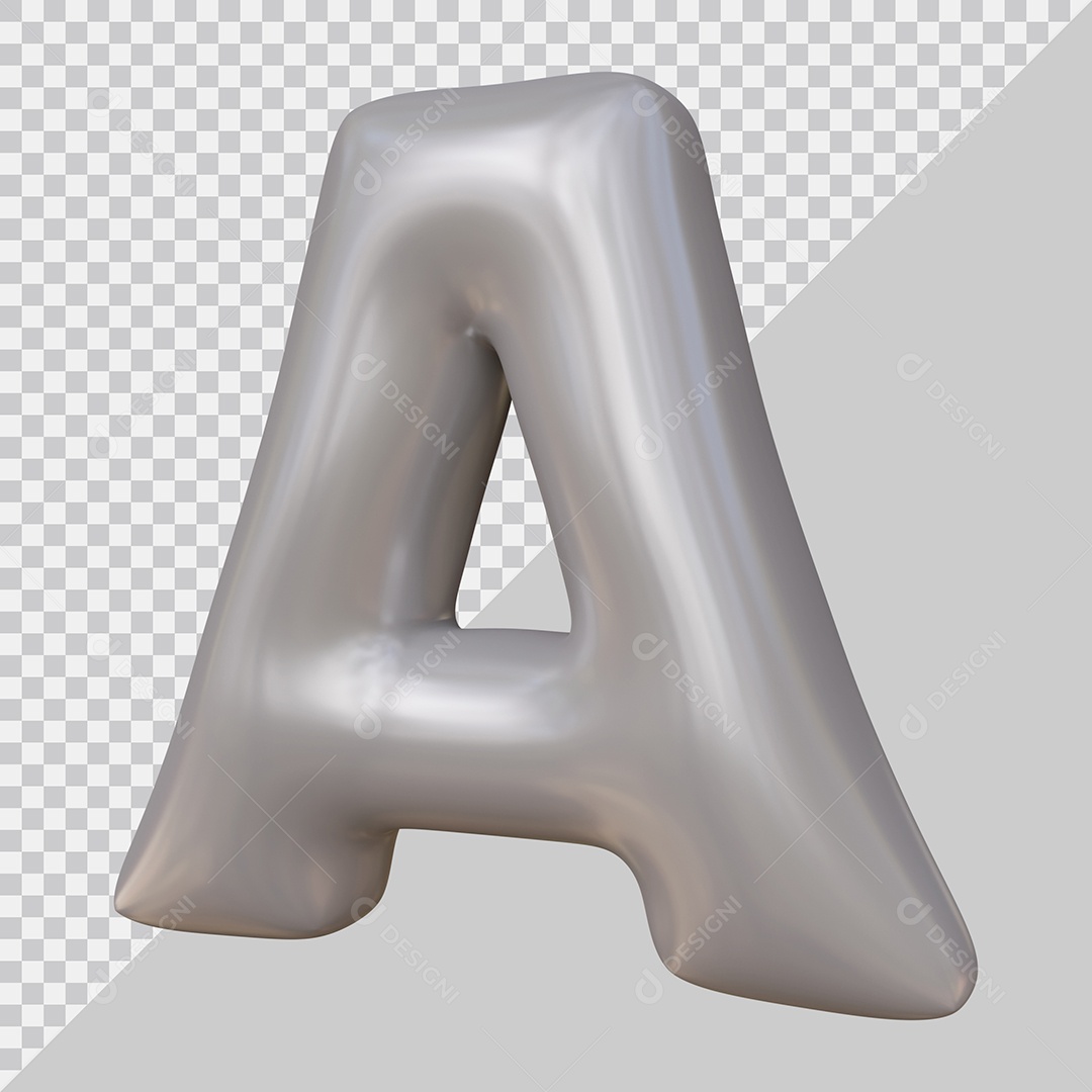 Elemento 3D Para Composição Letra A Prata PSD