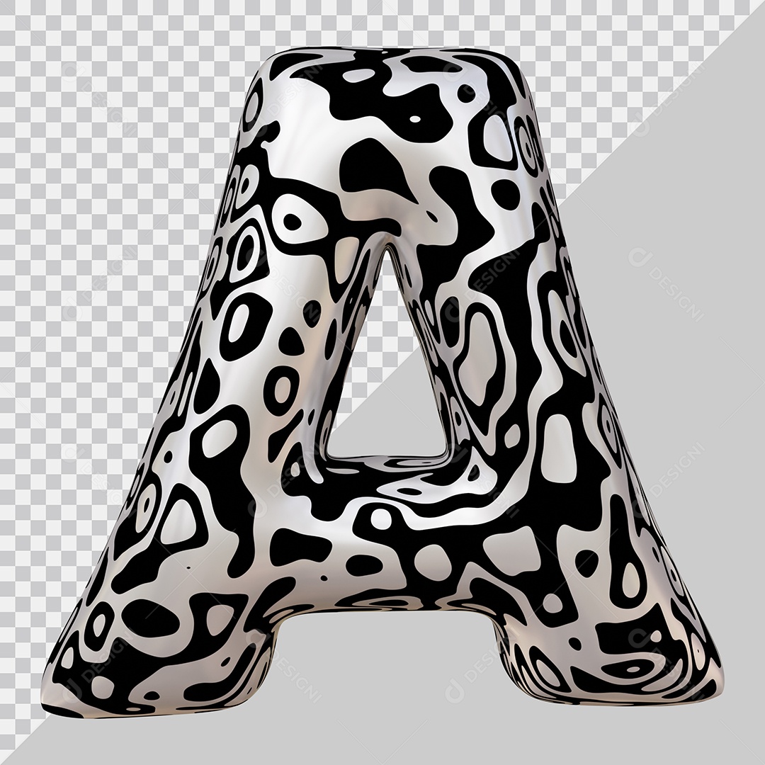 Elemento 3D Para Composição Letra A Preta e Branca PSD