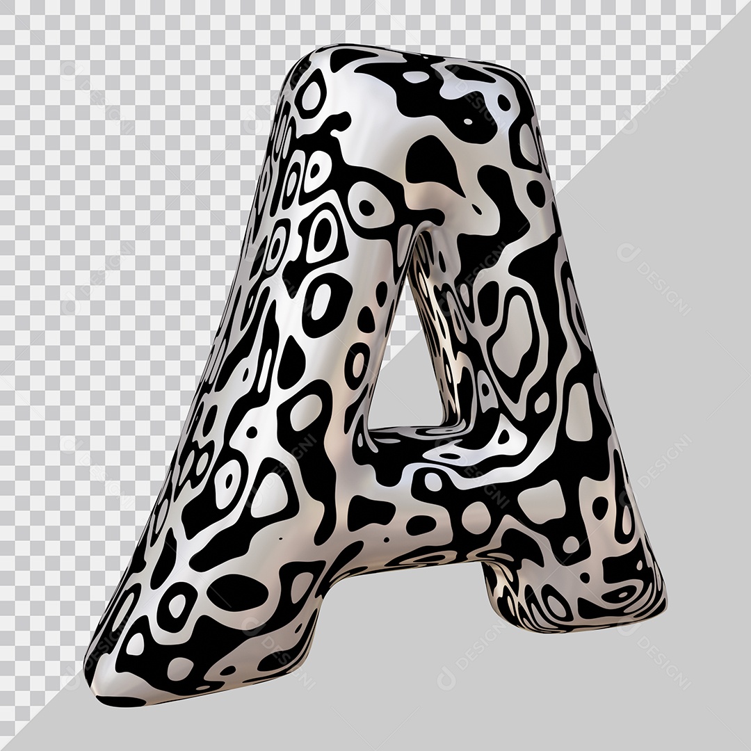 Elemento 3D Para Composição Letra A Preta e Branca PSD