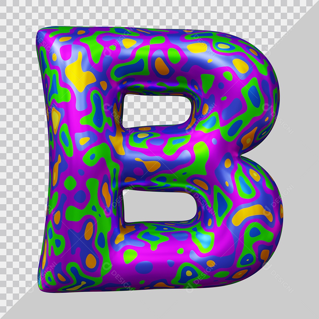 Elemento 3D Para Composição Letra B Colorida PSD