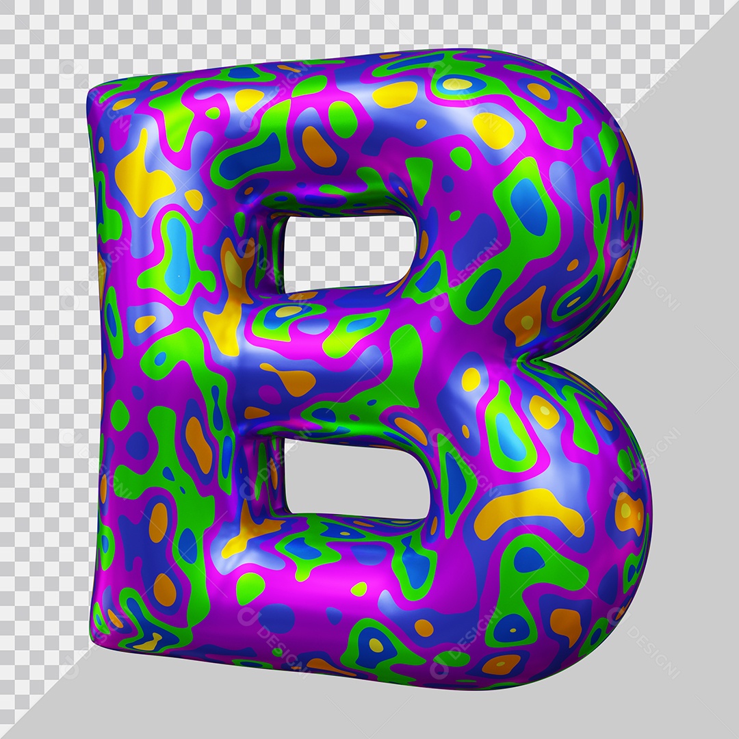 Elemento 3D Para Composição Letra B Colorida PSD