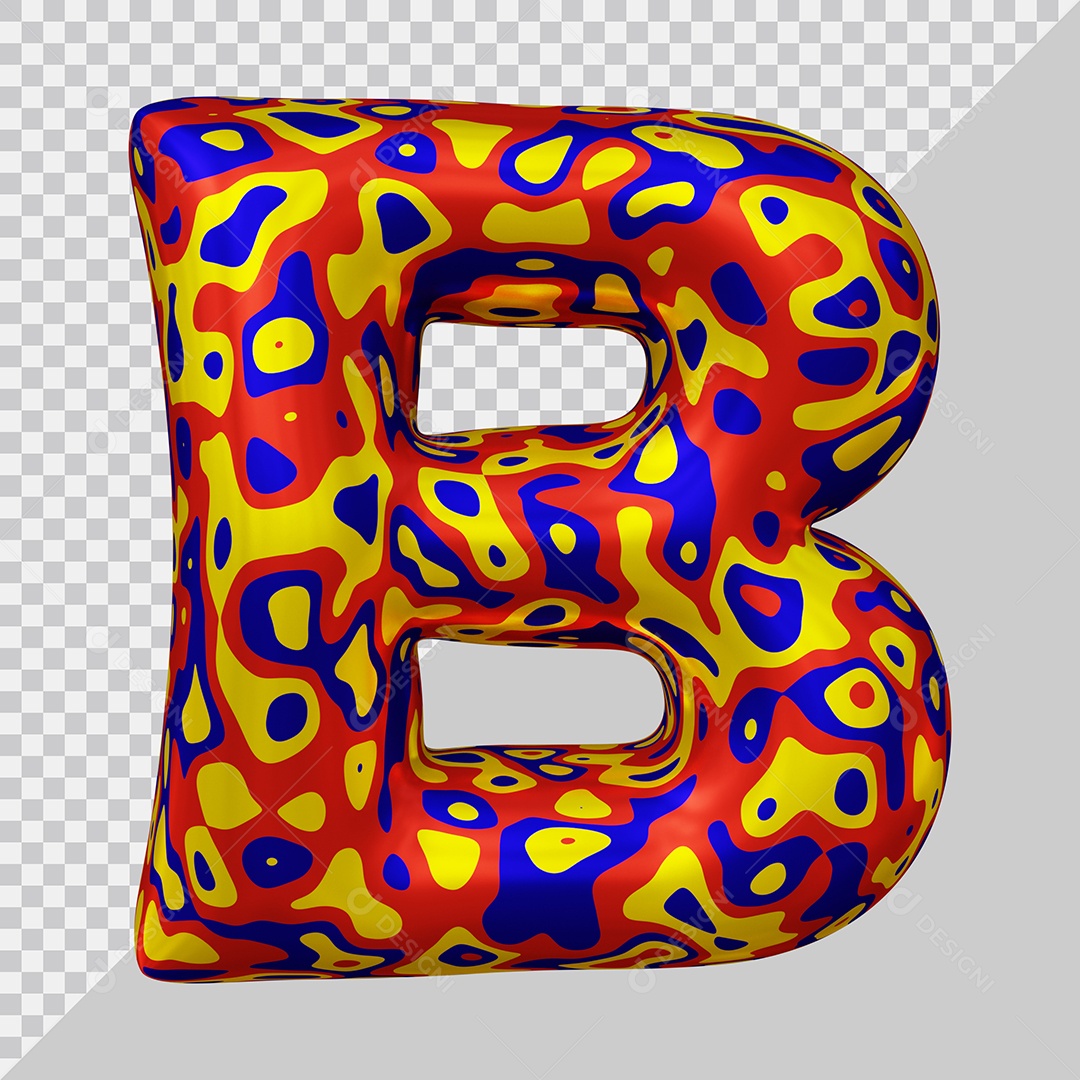 Elemento 3D Para Composição Letra B Colorida PSD