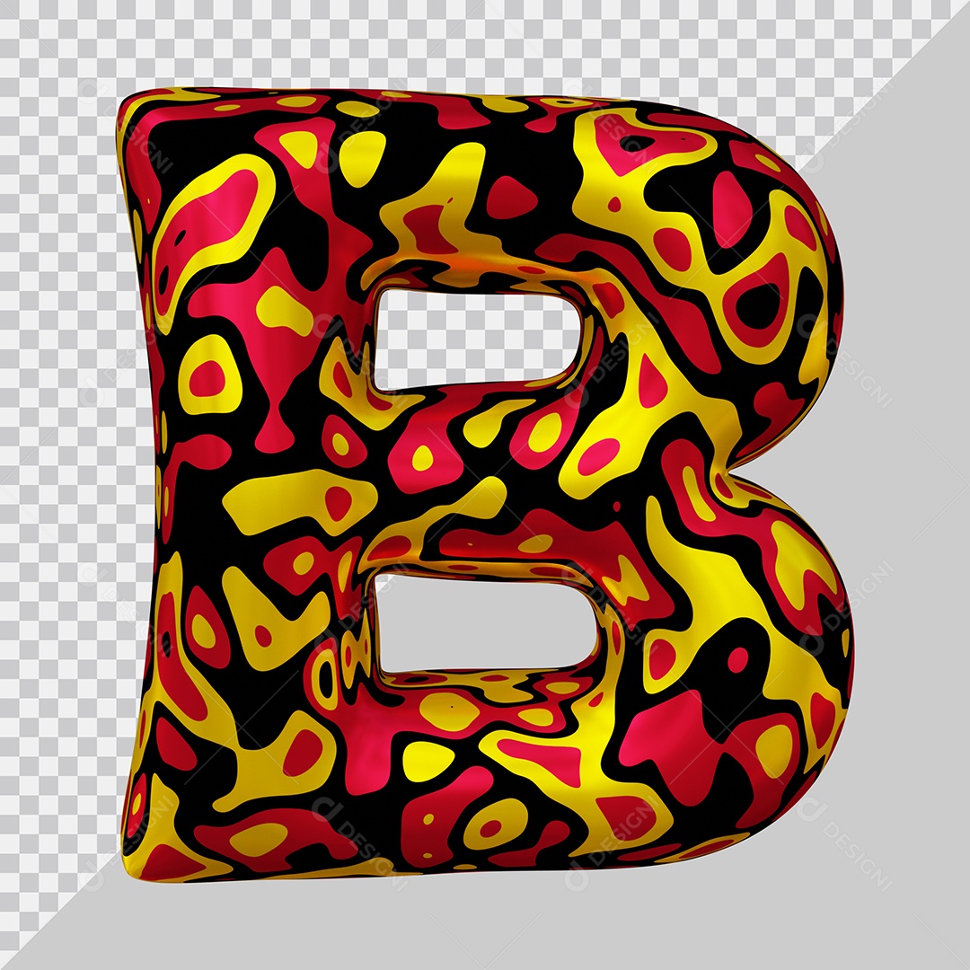 Elemento 3D Para Composição Letra B Colorida PSD