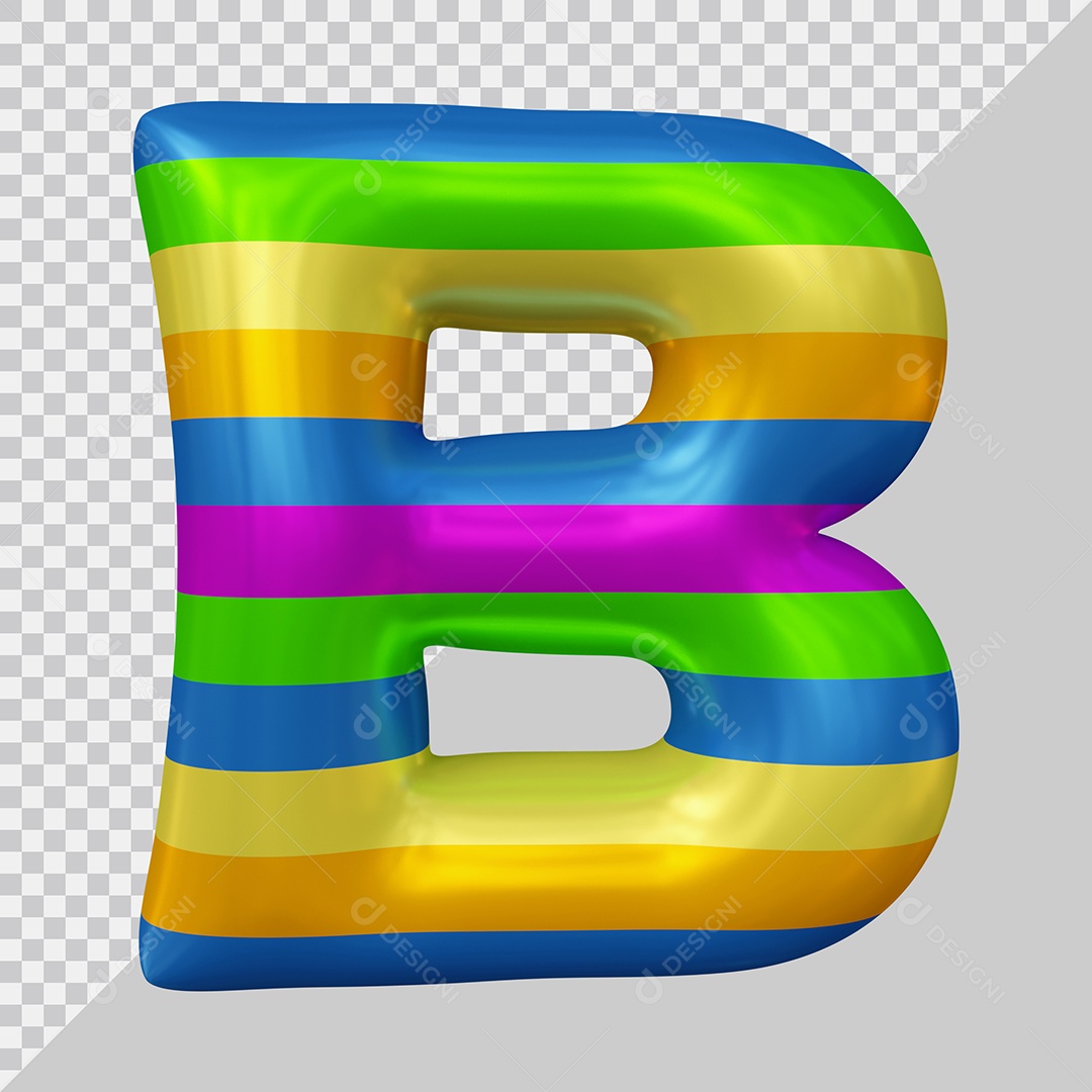 Elemento 3D Para Composição Letra B Colorida PSD