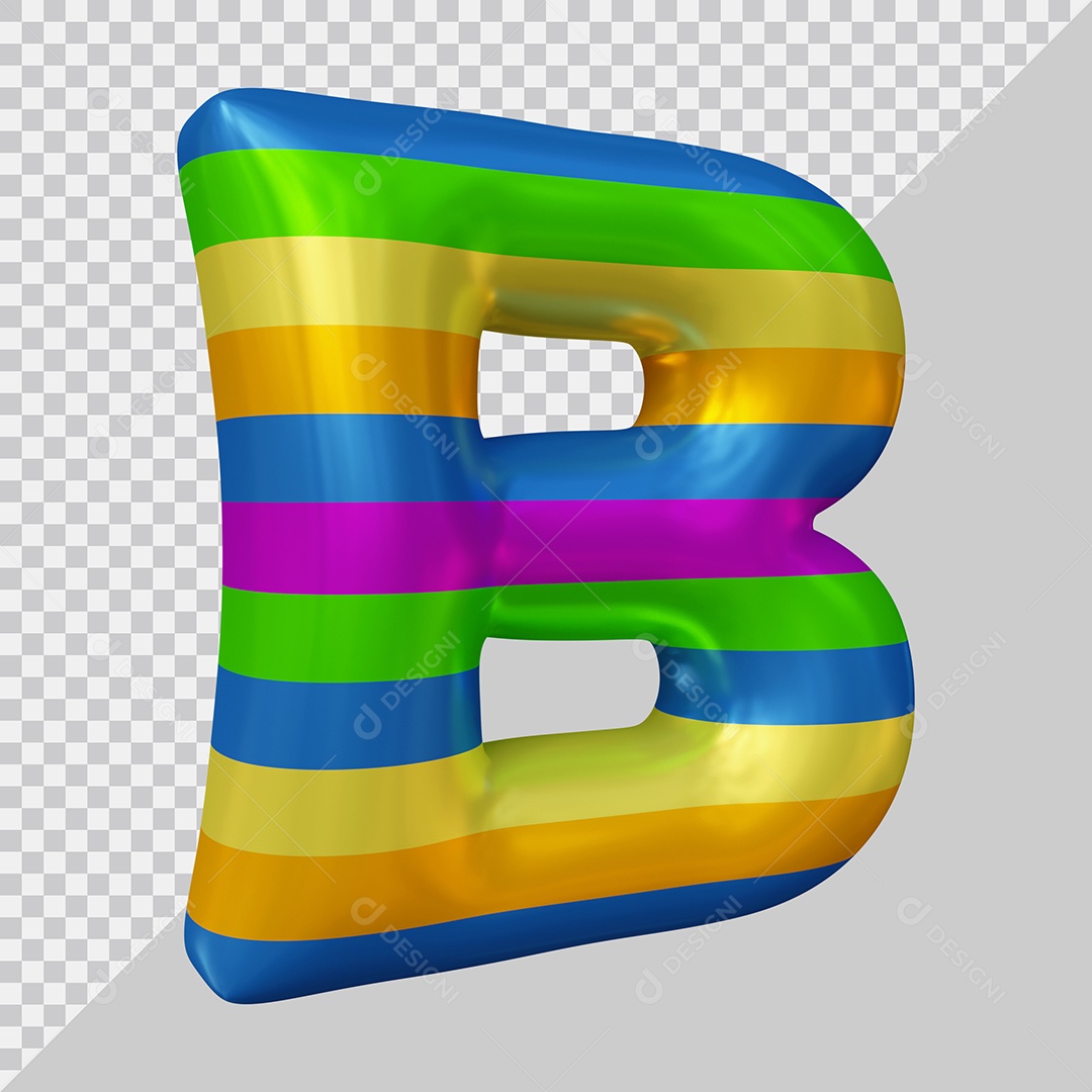 Elemento 3D Para Composição Letra B Colorida PSD