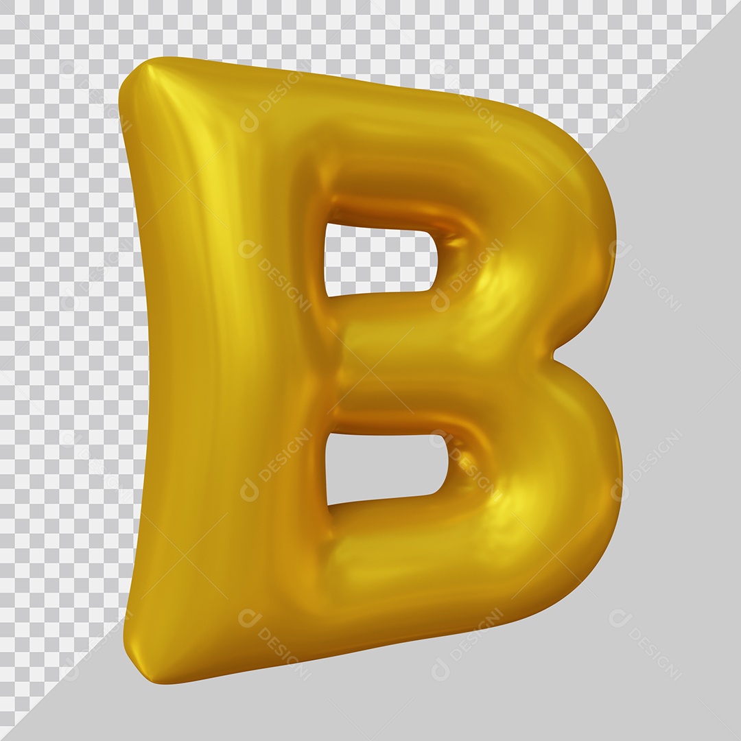 Elemento 3D Para Composição Letra B Dourada PSD