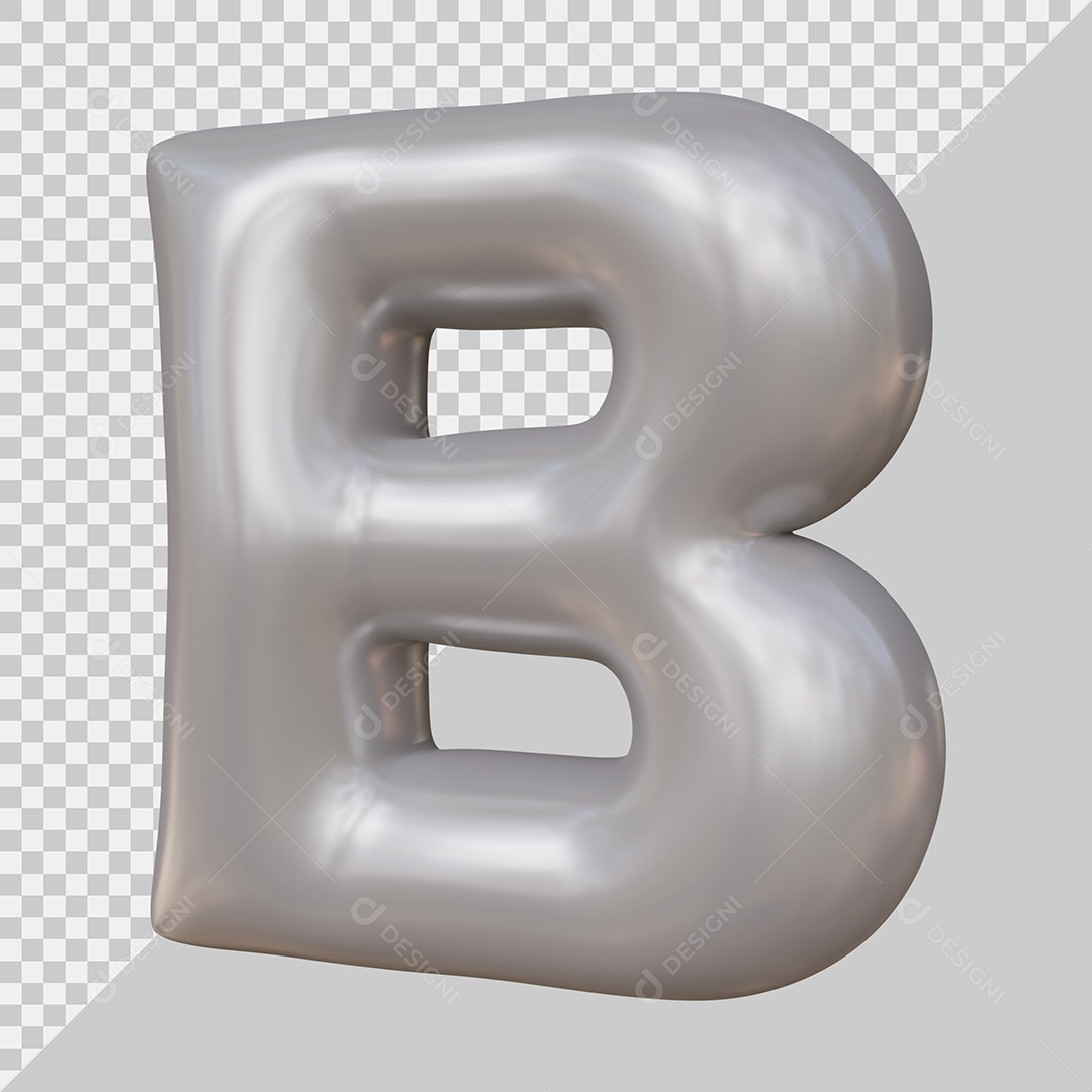 Elemento 3D Para Composição Letra B Prata PSD
