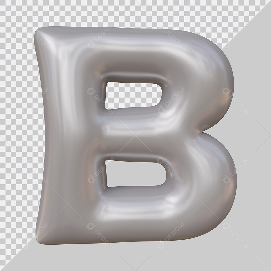Elemento 3D Para Composição Letra B Prata PSD