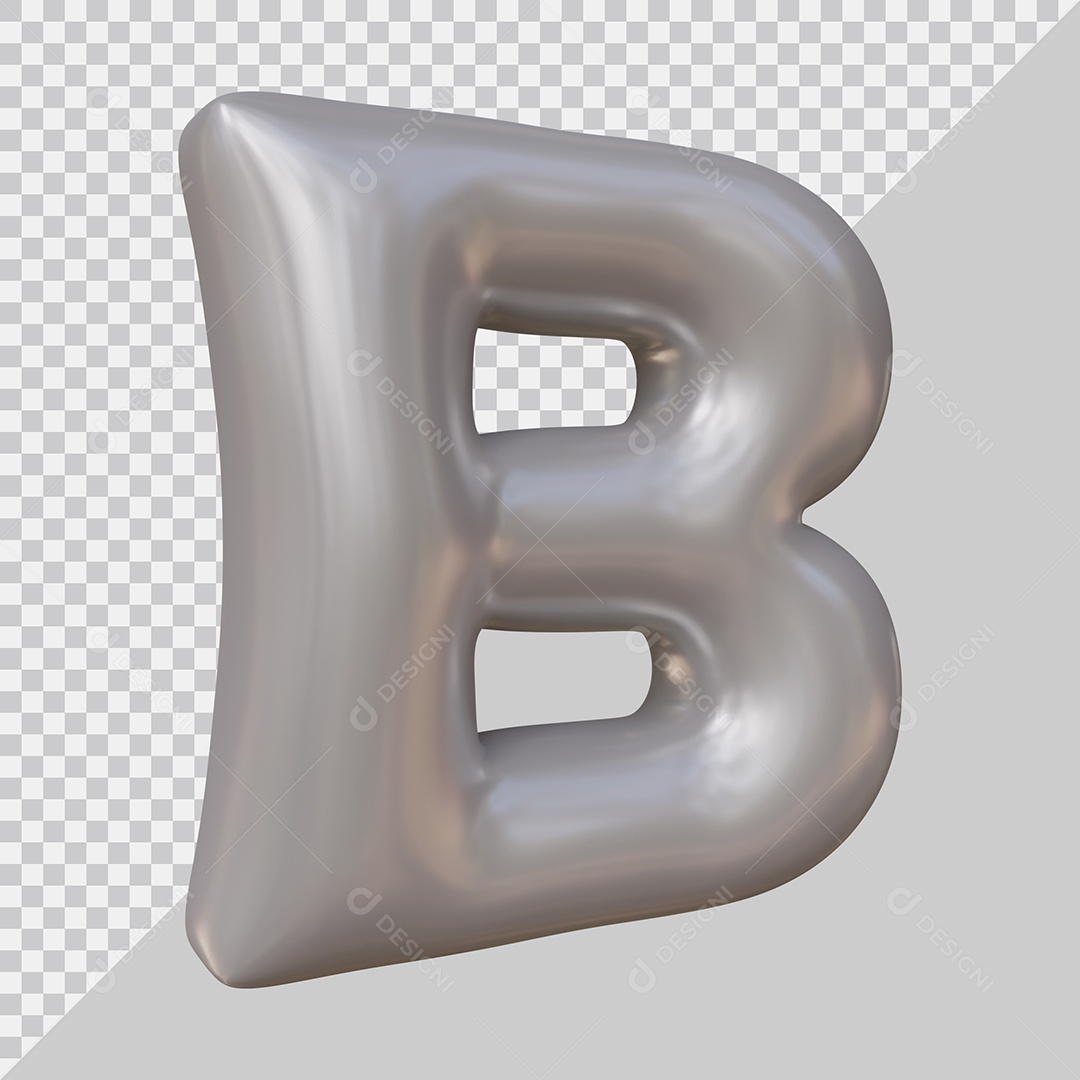 Elemento 3D Para Composição Letra B Prata PSD