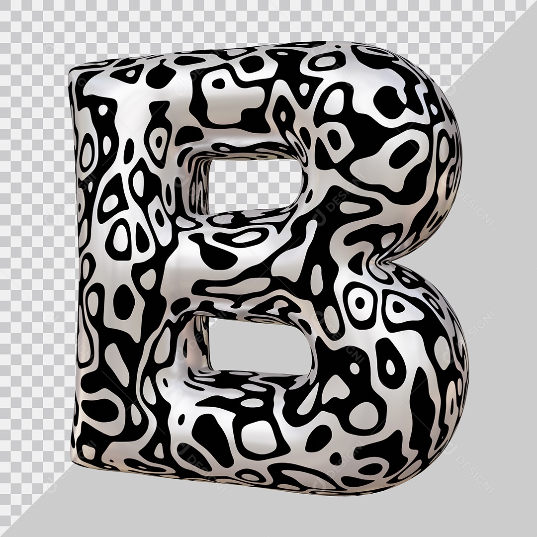 Elemento 3D Para Composição Letra B Preta e Branca PSD