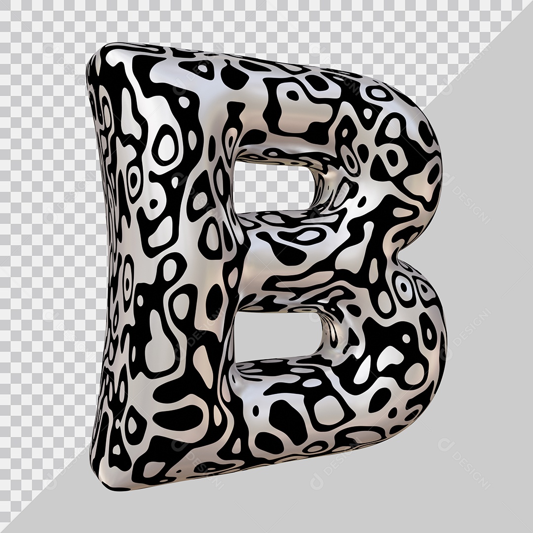 Elemento 3D Para Composição Letra B Preta e Branca PSD