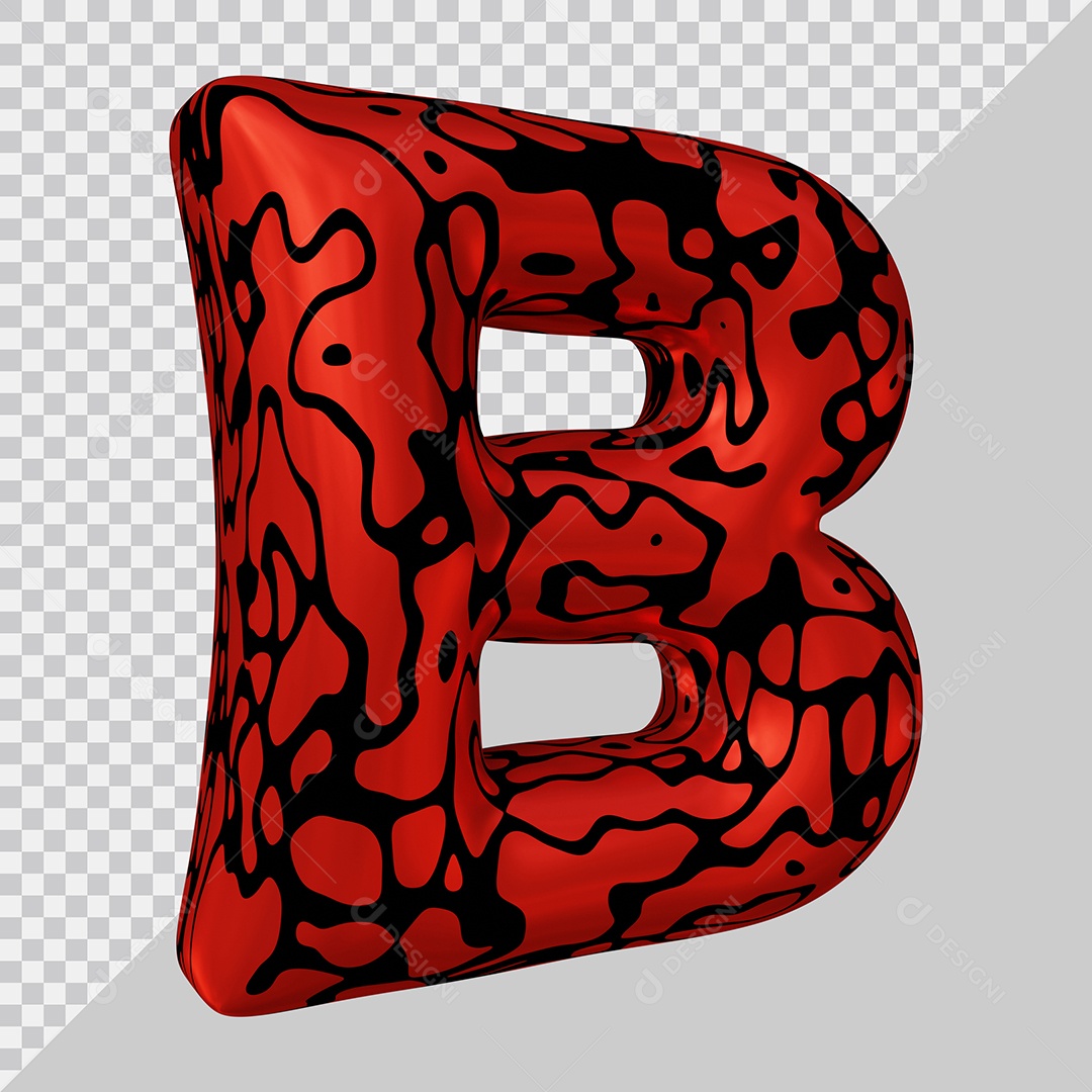 Elemento 3D Para Composição Letra B Vermelha e Preta PSD