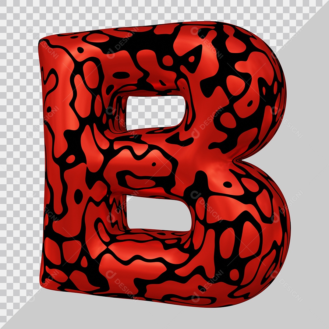 Elemento 3D Para Composição Letra B Vermelha e Preta PSD