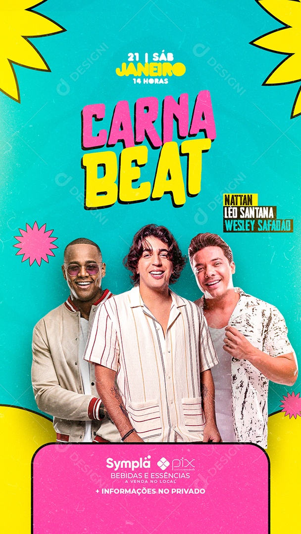 Story Carna Beat Nattan Wesley Safadão Léo Santana Flyers Social Media PSD Editável