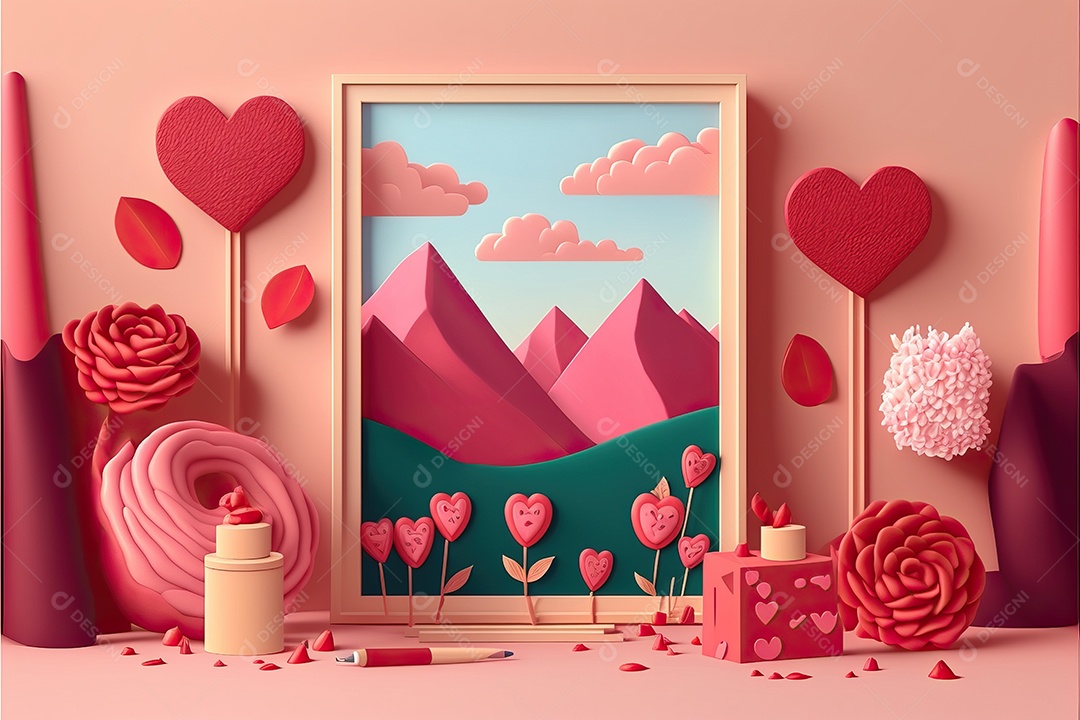 Fundo de banner para venda com ilustração de dia dos namorados