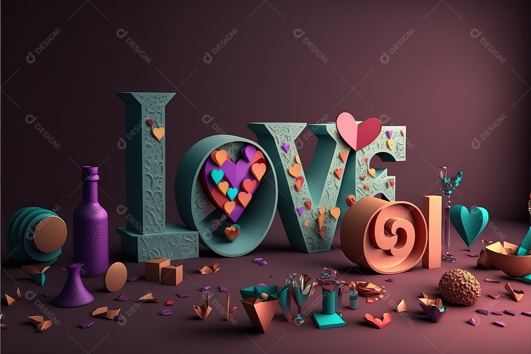 Fundo da bandeira com ilustração para o dia dos namorados escrito