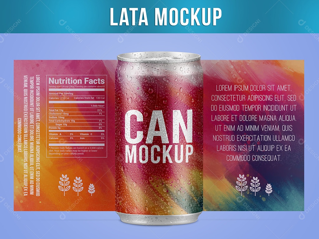 Lata Mockup Bebida 220ML Gotas PSD