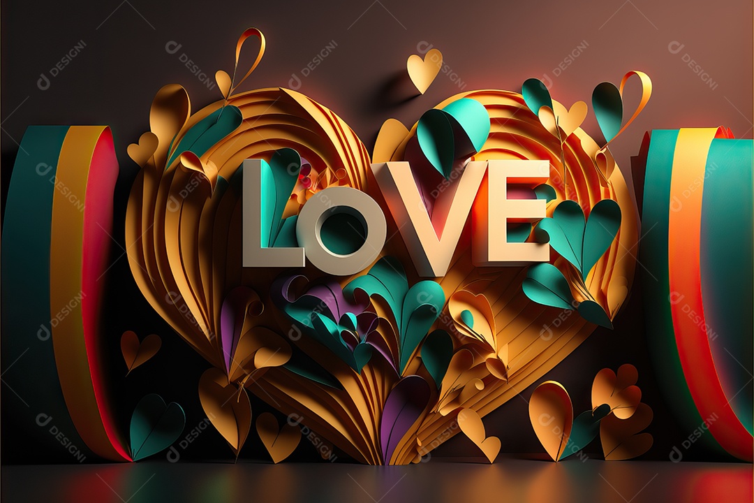 Fundo da bandeira com ilustração para o amor escrito do dia dos namorados.