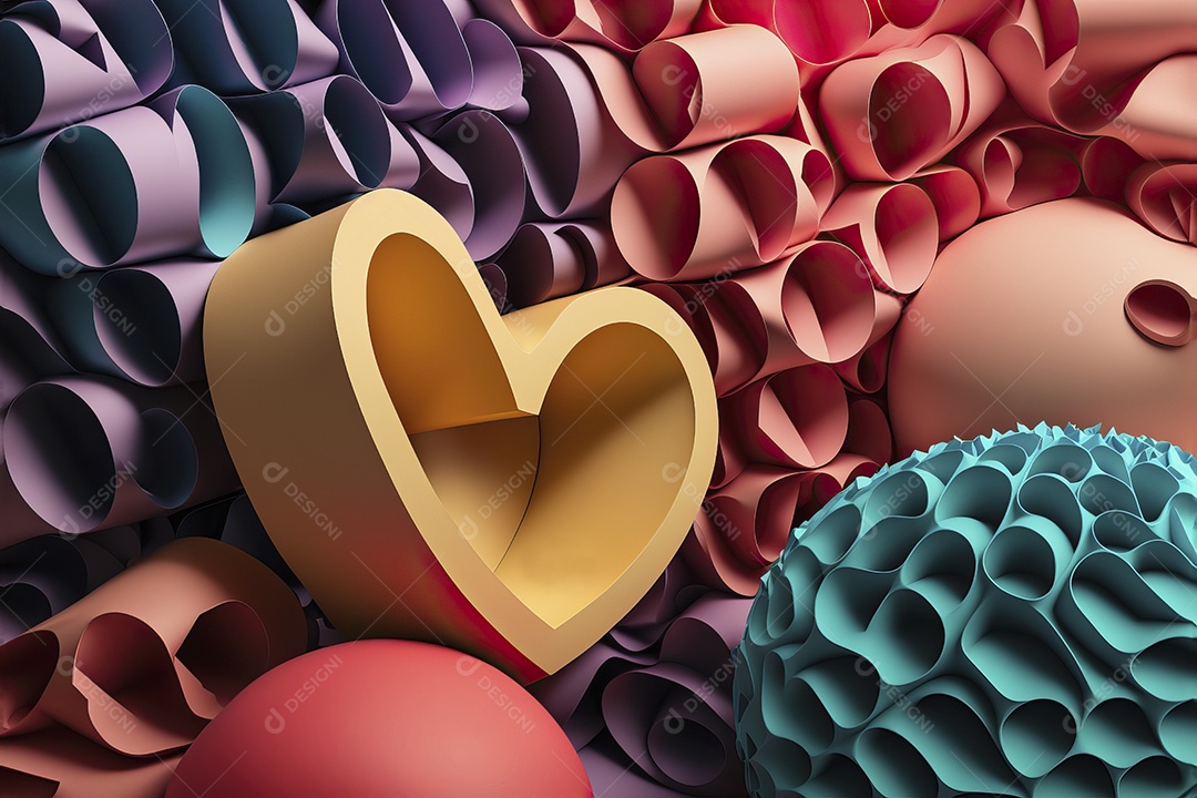 Fundo de banner do dia dos namorados com coração de papel colorido