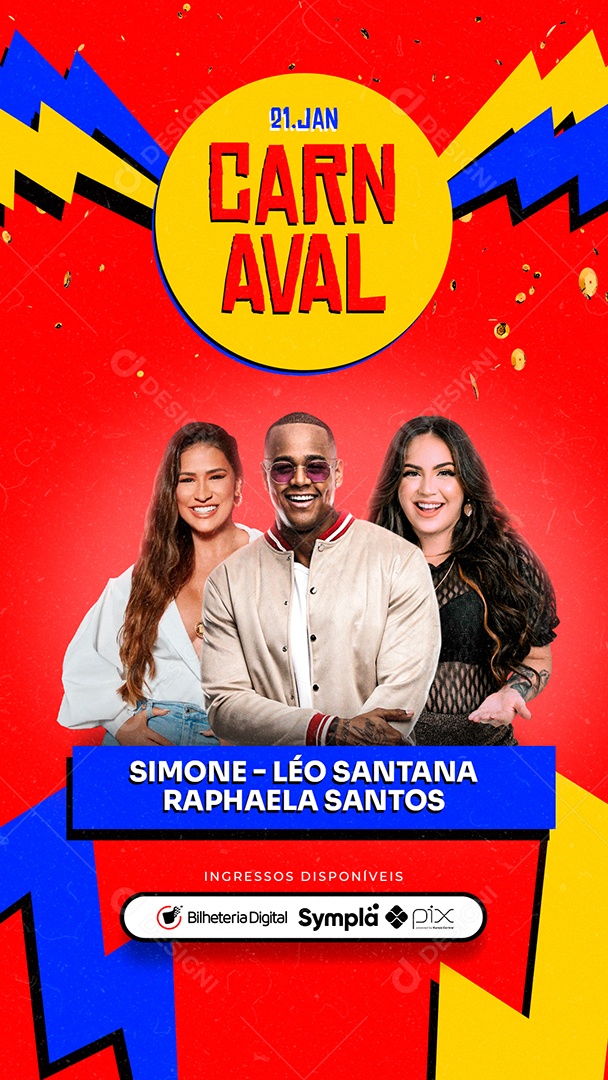 Story Carnaval Simone Léo Santana Raphaela Santos Flyers Social Media PSD Editável
