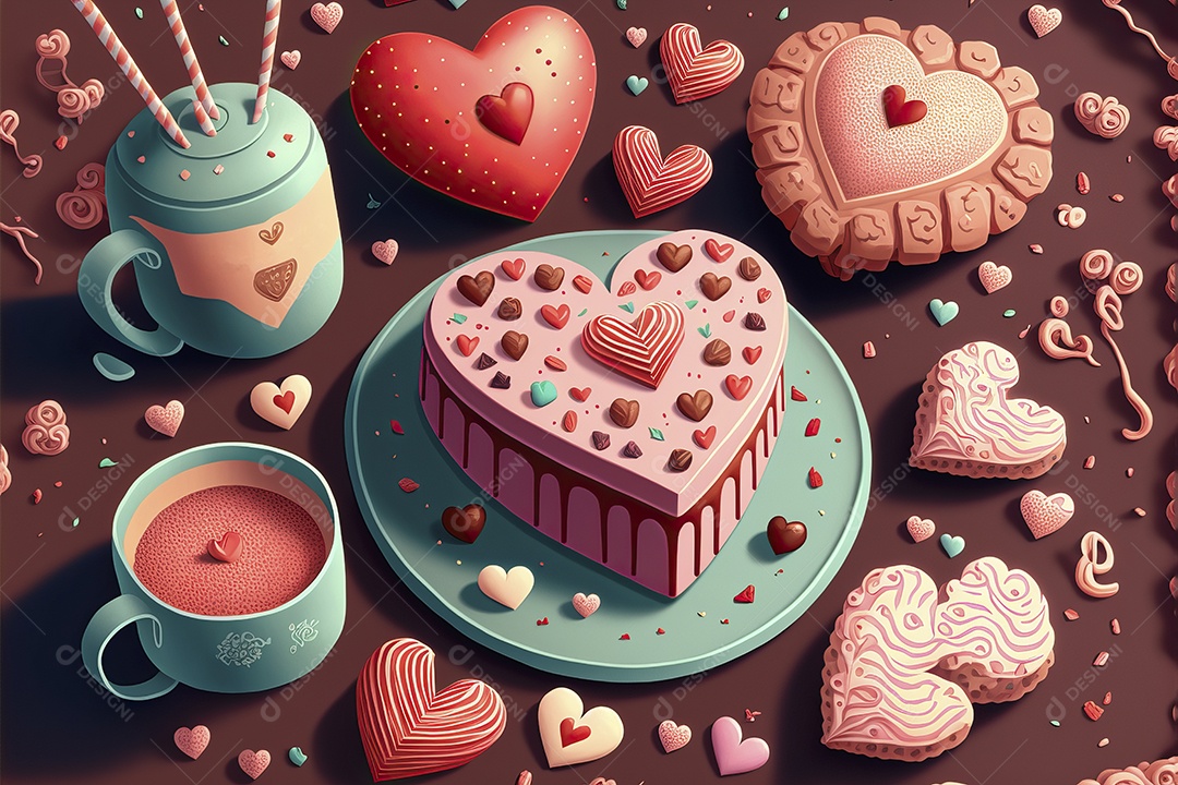 Fundo com ilustração de papel de parede para dia dos namorados