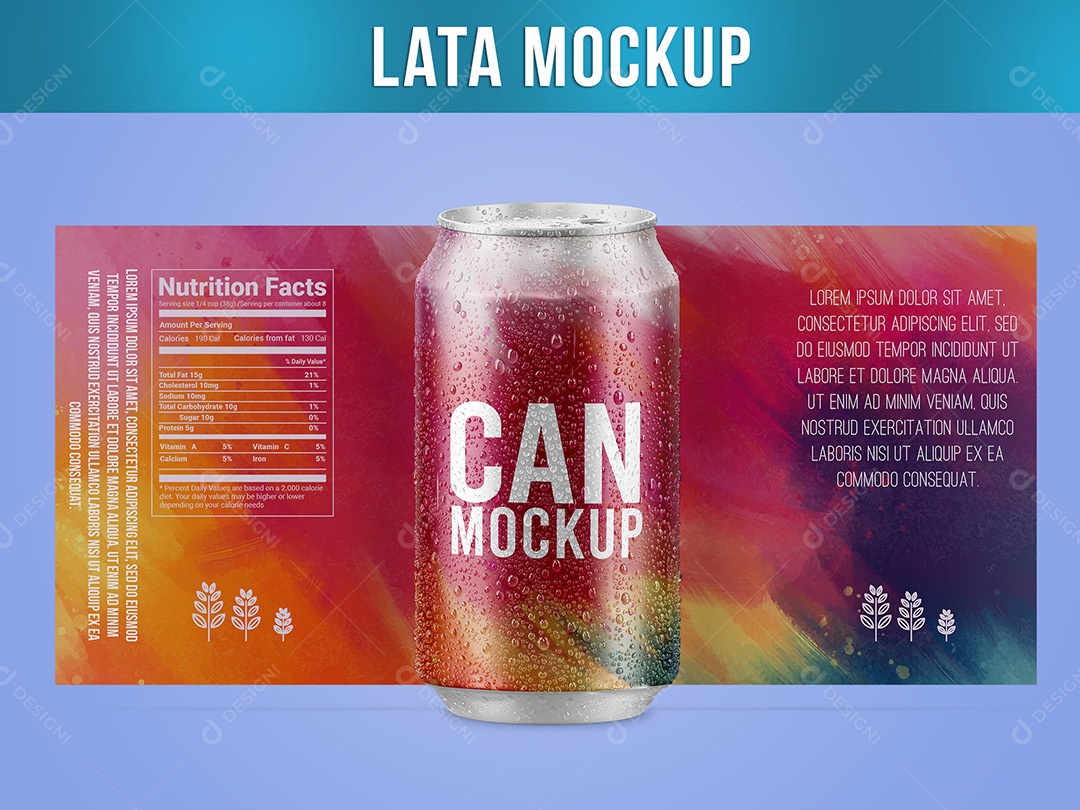 Lata Mockup Bebida 350ML Gotas PSD