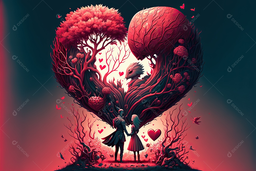 Ilustração de recorte de papel de dia dos namorados com lindo casal