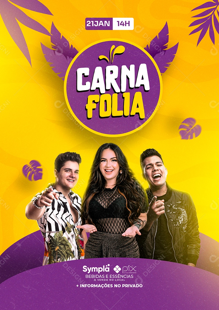 Carna Folia Eric Land Raphaela Santos Vitor Fernandes Flyers Social Media PSD Editável