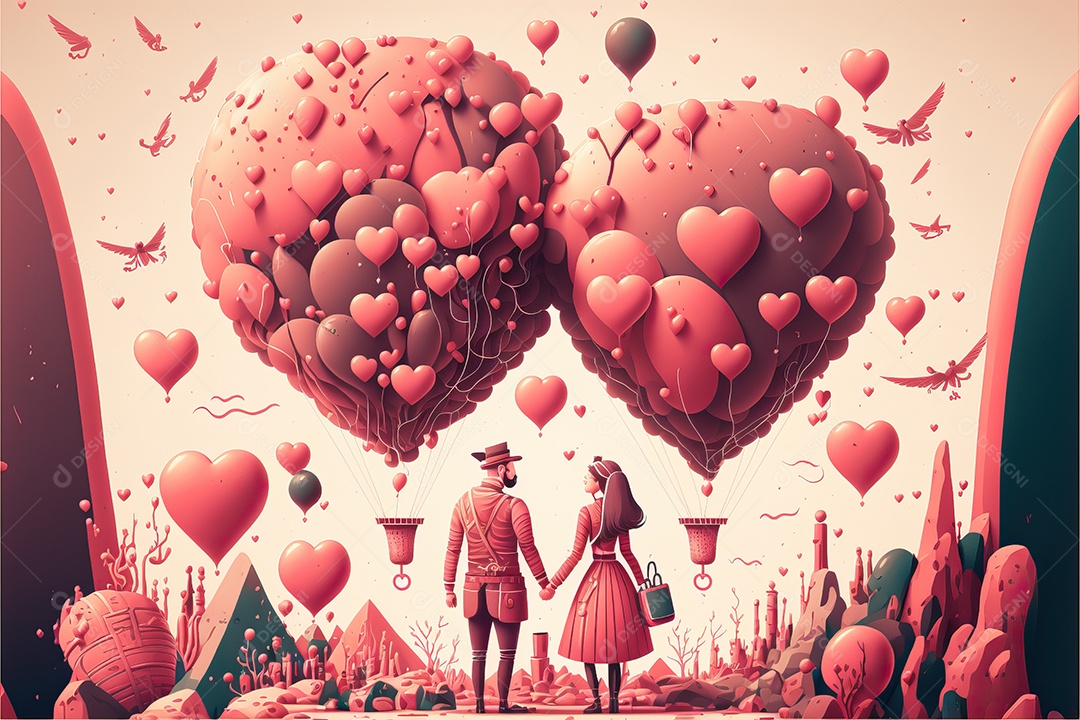 Fundo com ilustração de papel de parede para dia dos namorados