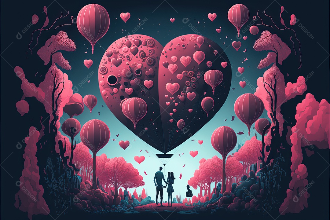 Fundo com ilustração de papel de parede para dia dos namorados